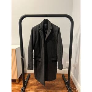 Abercrombie & Fitch Men's Wool-Blend Dark Grey Coat